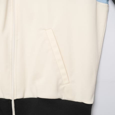 70-80s Vintage adidas Ventex Track Jacket Ivory × Black × Light Blue (Made in France)
