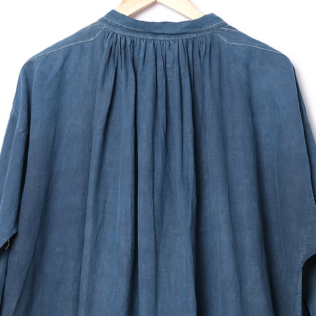 -30s France Antique Indigo linen Biaude (Fullopen)