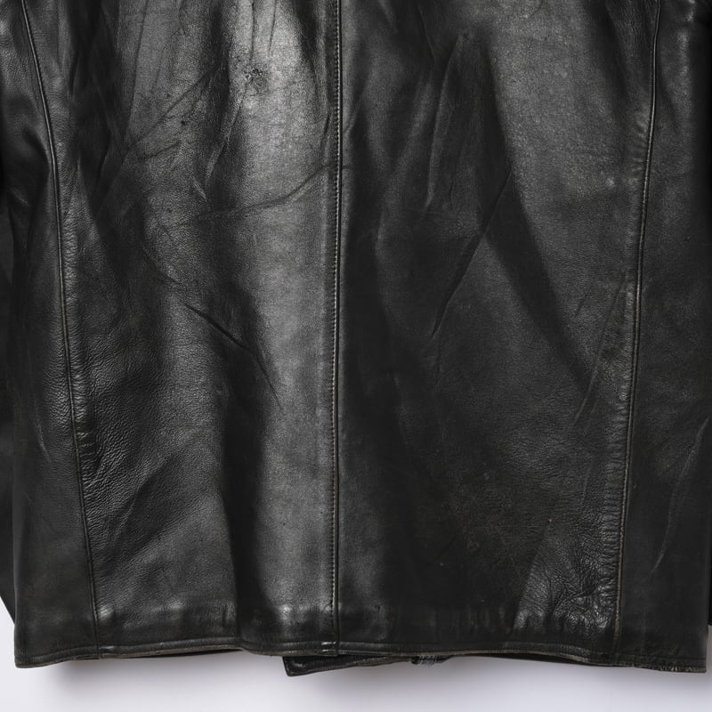 50s-60s France Vintage Leather Jacket Wool Coll 50s-60s France Vintage Leather Jacket Wool Coll