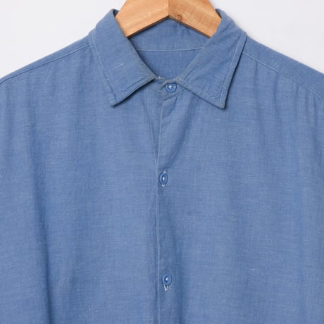 40-50s French Vintage Blue Chambray Cotton Granpa Shirts 2