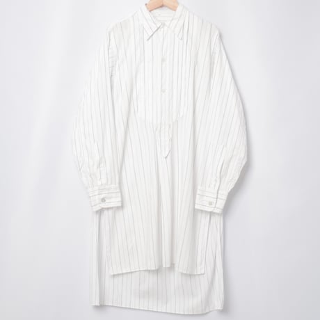 40-50s France Vintage Purple Striped Cotton Dress Shirt