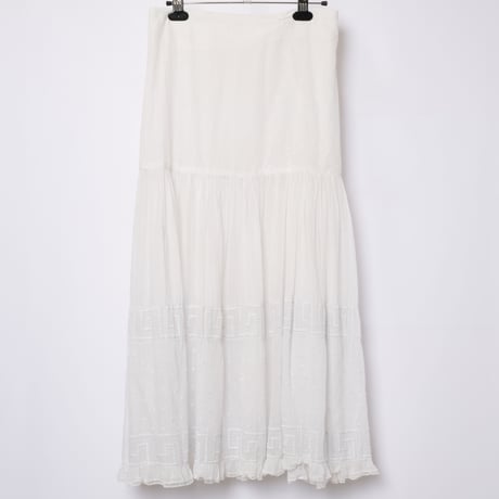 30s France Vintage Embroidered Cotton Skirt