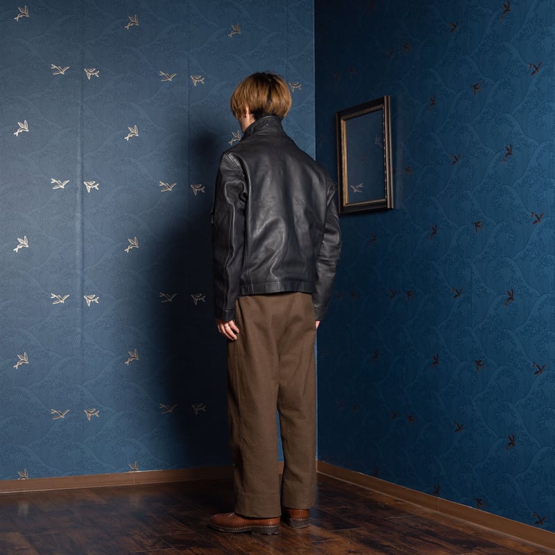 French Army Pilot Leather Jacket (Navy) Size100