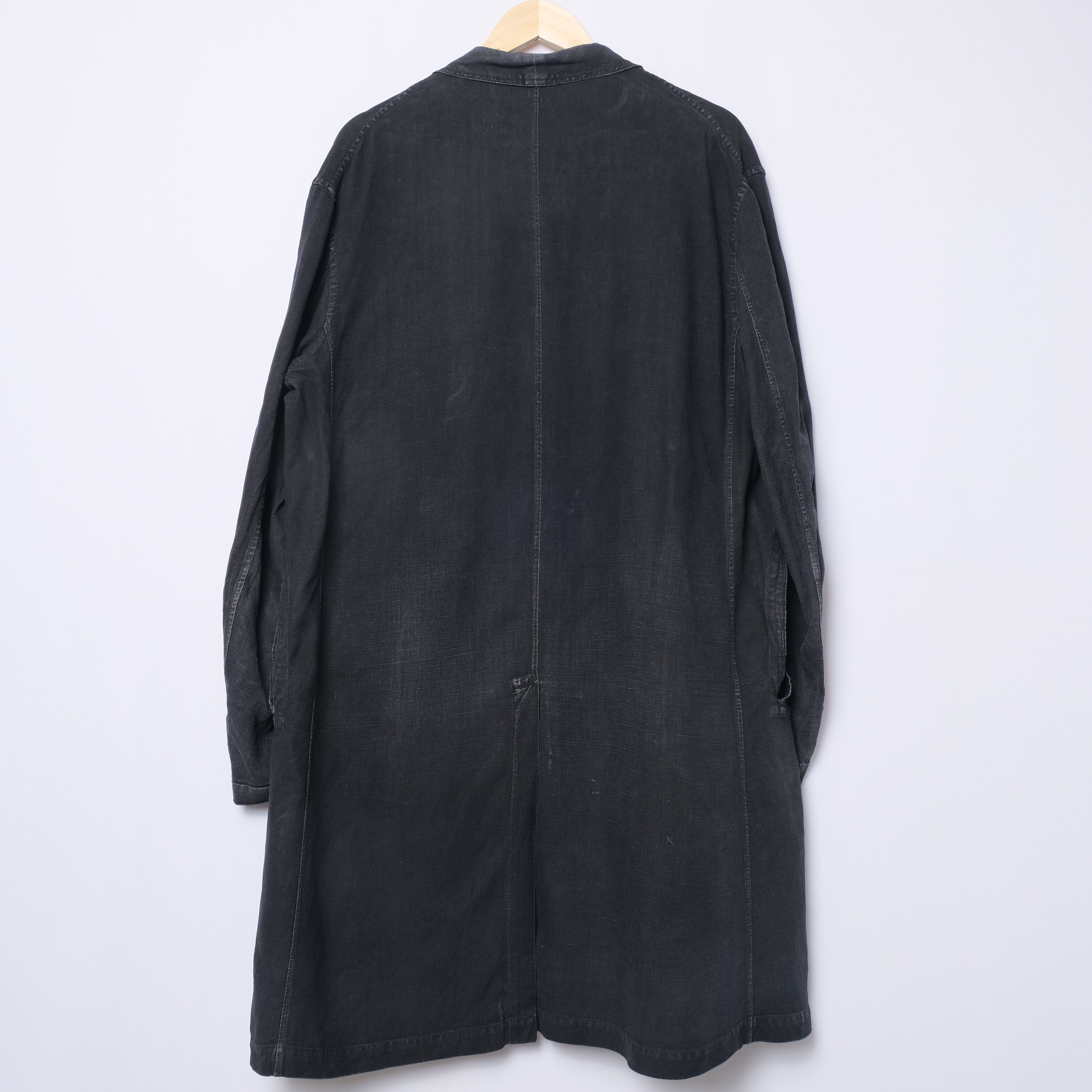 1940-50年代 フランス製 ブラックリネンマキニョンコート 40s 50s 30-40s France Vintage SALACHE Black Linen Maqu