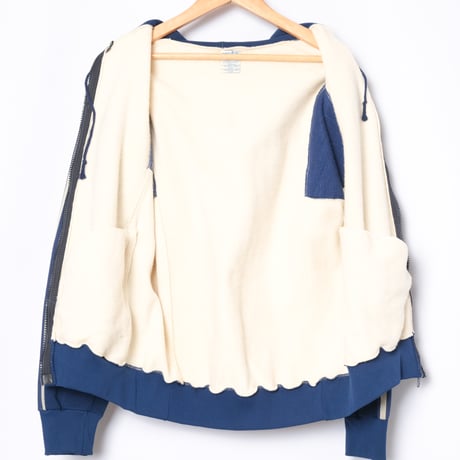 70-80s Vintage adidas Ventex Hoodie Ivory × Navy (Made in France)