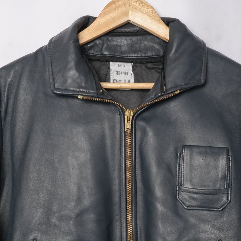 French Army Pilot Leather Jacket (Navy) Size96M French Army Pilot Leather Jacket (Navy) Size96M