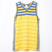 80s Vintage adidas Ventex No Sleeve Shirt Striped Yellow × Blue（Made in France）