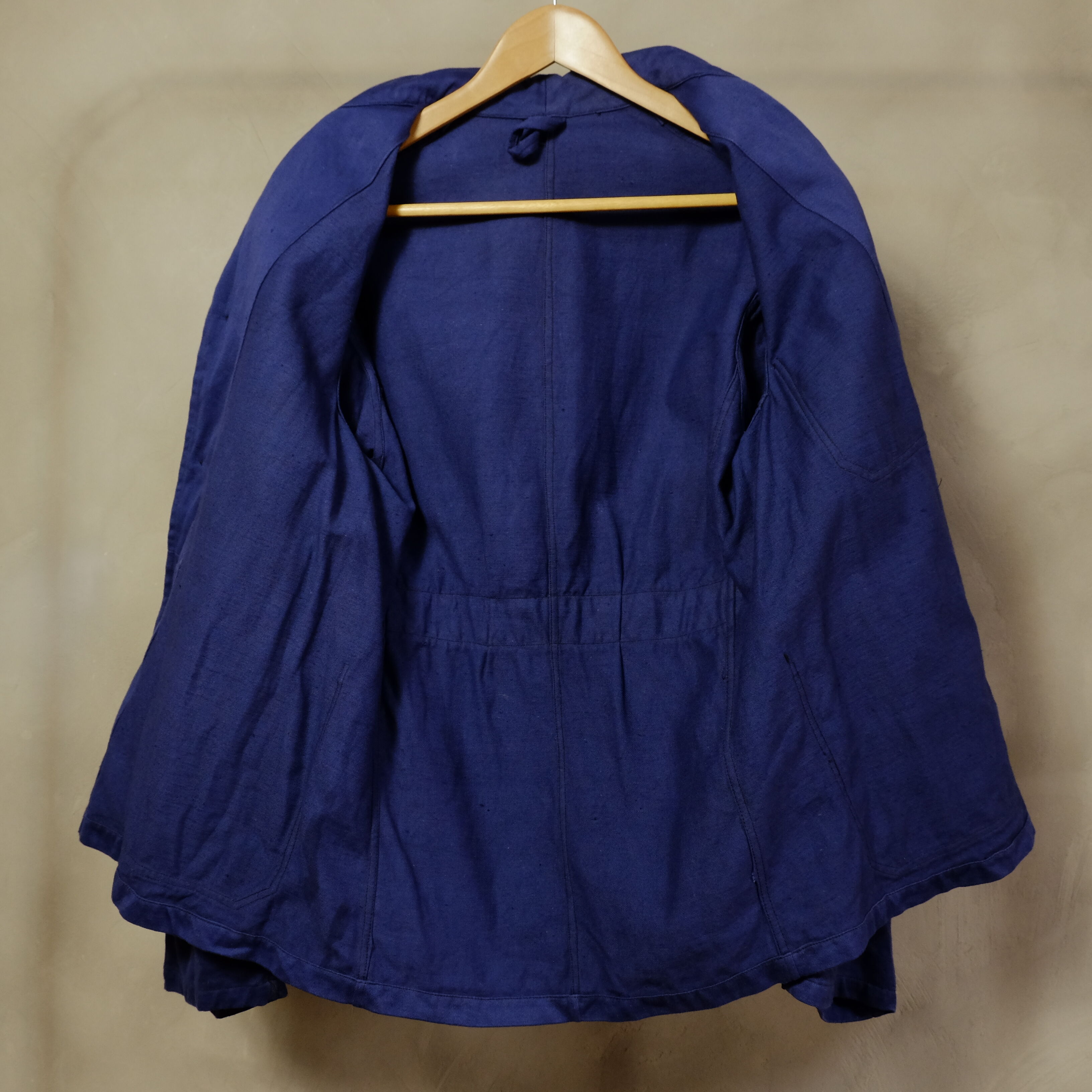 40-50s French Vintage Blue Cotton Work Jacket L