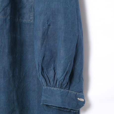 -30s France Antique Indigo linen Biaude (Fullopen)