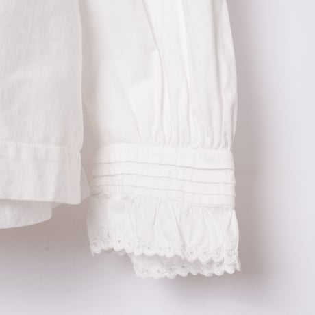 Early 1900s France Antique Frill Cotton Blouse