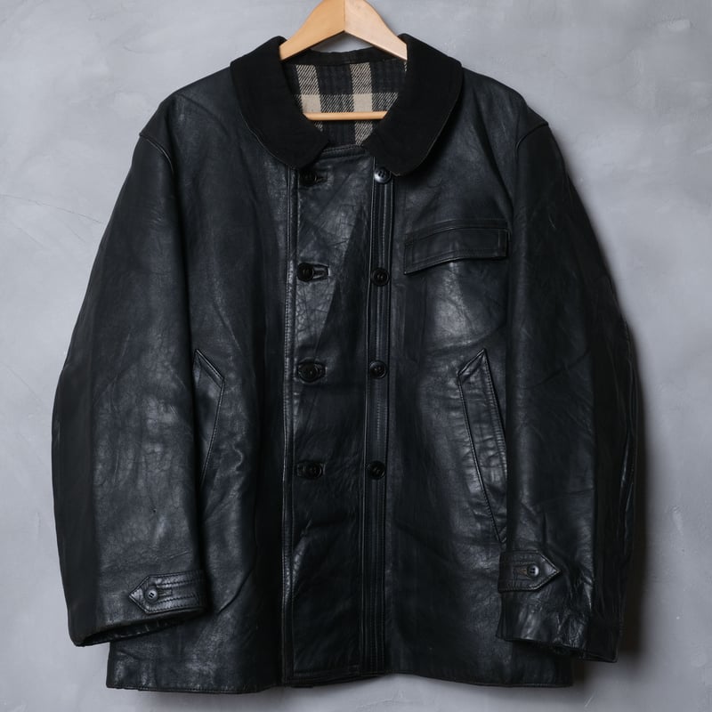 Franch Vintage Leather Coatチンスト付き