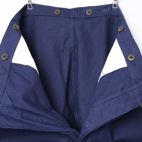 French Army HBT Mechanic Trousers Wood Buttons Dead Stock