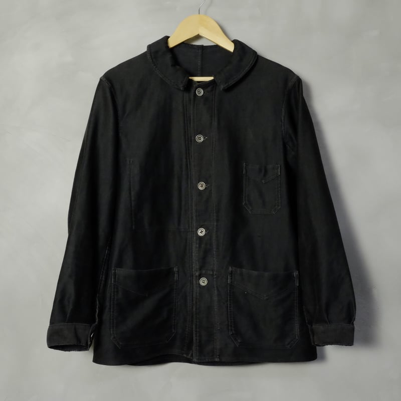 30s-40s Black Moleskin Jacket Metal Button | Ug 30s-40s Black Moleskin Jacket Metal Button | Ug