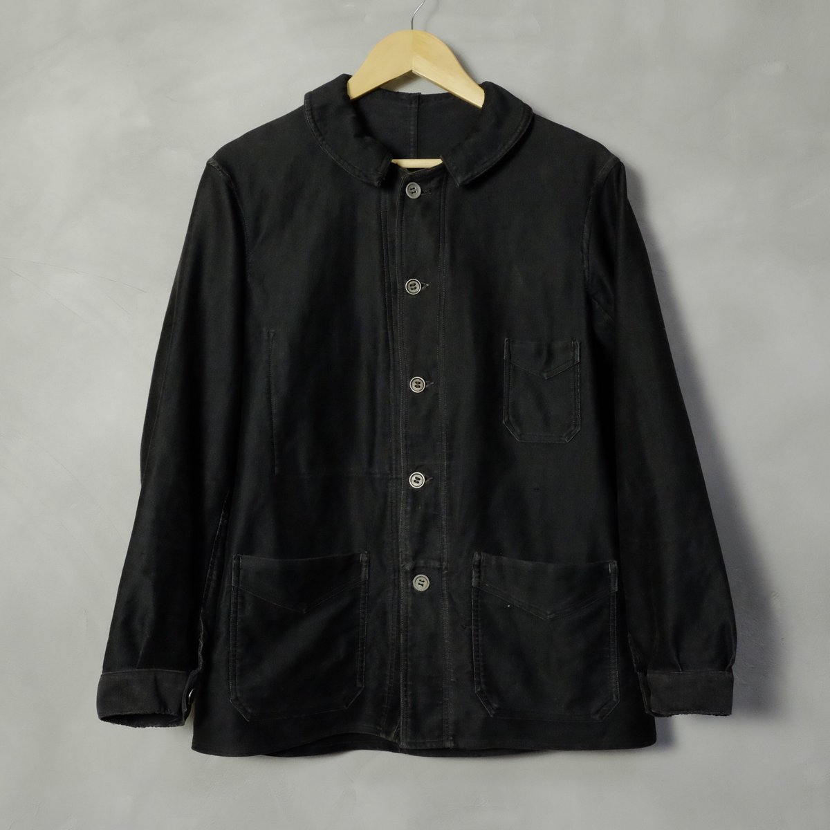 30s 光沢あり ブラックモールスキンジャケット thin 薄生地 30s 光沢あり ブラックモールスキンジャケット thin 薄生地