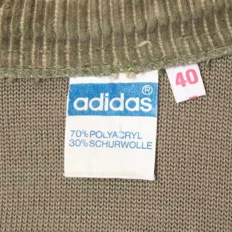 70-80s Vintage adidas Button Knit Jacket Khaki (Made in West Germany)