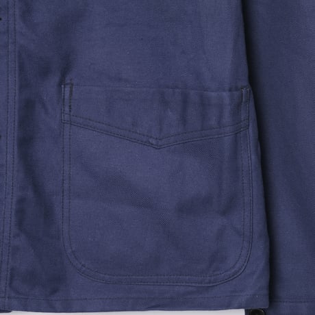 40s France Vintage Le Mont Sant Michel Blue Cotton Twill Work Jacket Dead Stock