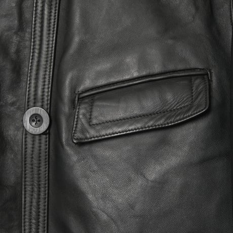 50s France Vintage L'IDEAL Leather Jacket Herringbone Wool Collar (Corbusier Jacket)