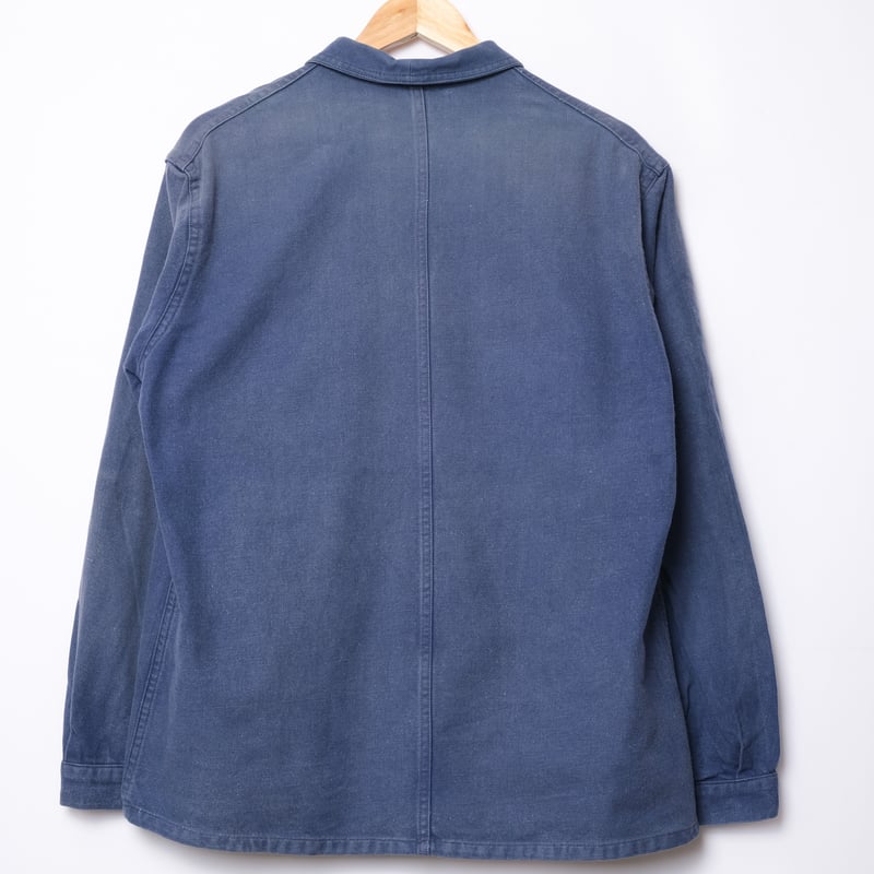 40-50s France Vintage VULCAIN Blue Cotton Twill