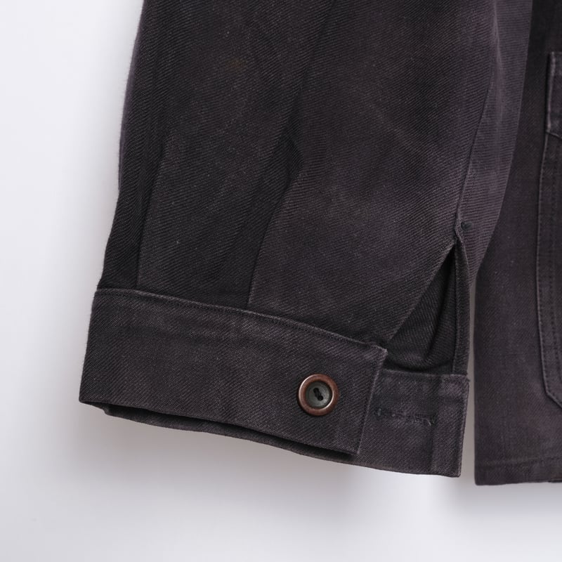 30-40s France Vintage Black Cotton Twill Work J