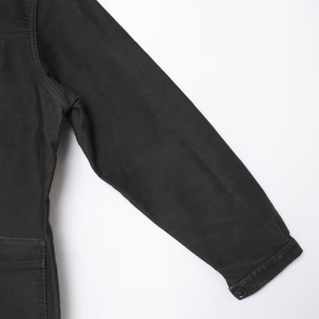 40-50s France Vintage Le Mont Sant Michel Black Moleskin Work Jacket Size 56