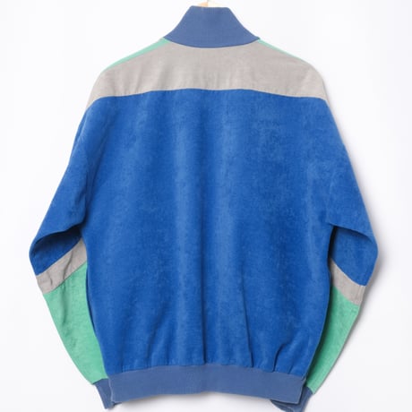 80s Vintage adidas Ventex Velours Track Jacket Blue × Light Green × Gray (Made in France)