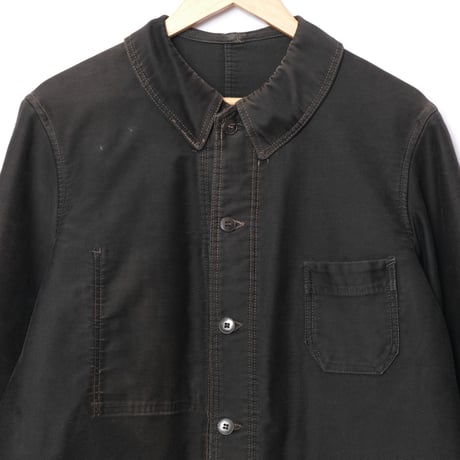 40s France Vintage Dubure & Deverchere Black Moleskin Work Jacket