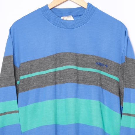 70-80s Vintage adidas Sweat Blue × Green ×Grey (Made in France)