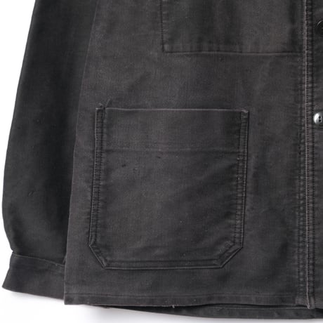 50s France Vintage Le Mont Saint Martin Black Moleskin Work Jacket