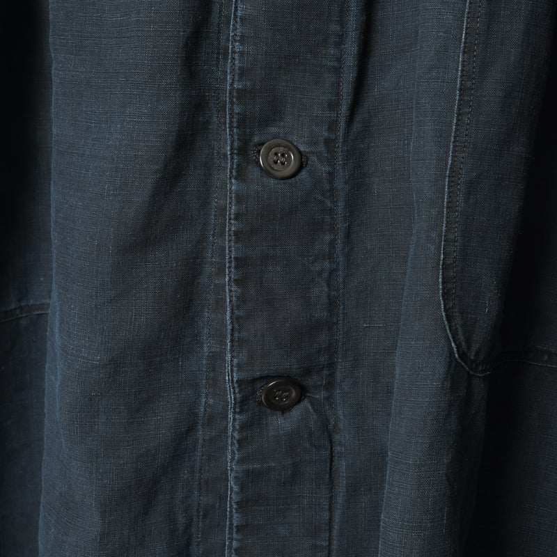 30s France Vintage Indigo Linen Maquignon Coat