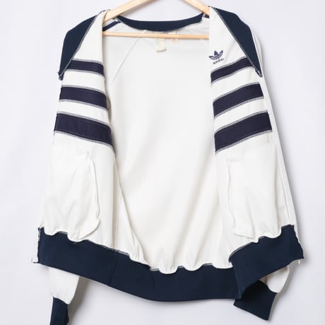 70-80s Vintage adidas Ventex Track Jacket Model  First White × Navy (Made in France)