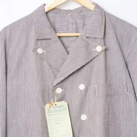 50s-60s  French Striped Butcher (Cook) Jacket  Dead Stock