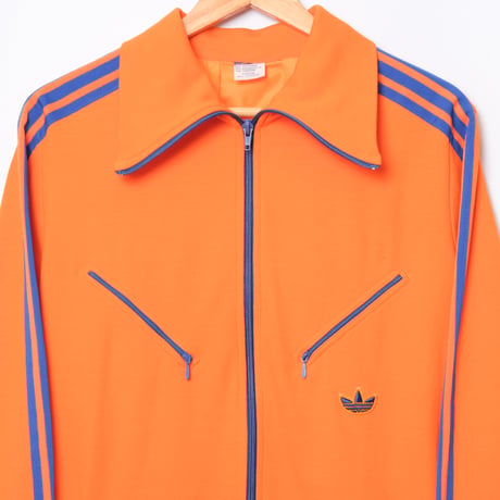 70s Vintage adidas Track Jacket With Hood Orange × Blue
