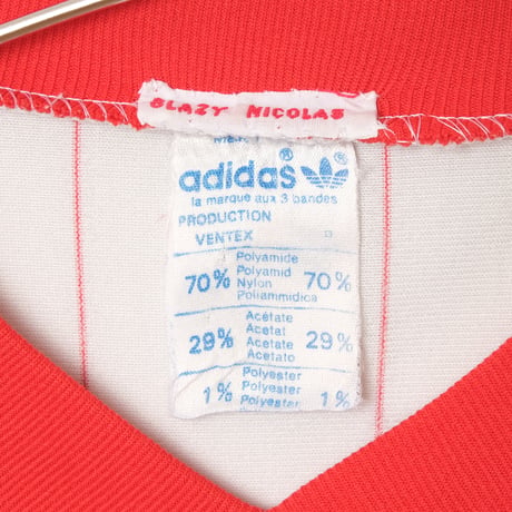 70-80s Vintage adidas Ventex Half Sleeve Game Shirt Striped White × Red（Made in France）