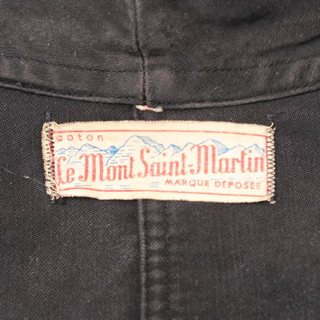 50s France Vintage Le Mont Saint Martin Black Moleskin Work Jacket