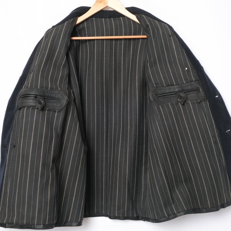 60s France Vintage Leather Jacket Wool Collar(C 60s France Vintage Leather Jacket Wool Collar(C