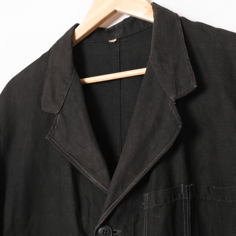 40-50s France Vintage VETRA Black Cotton Linen