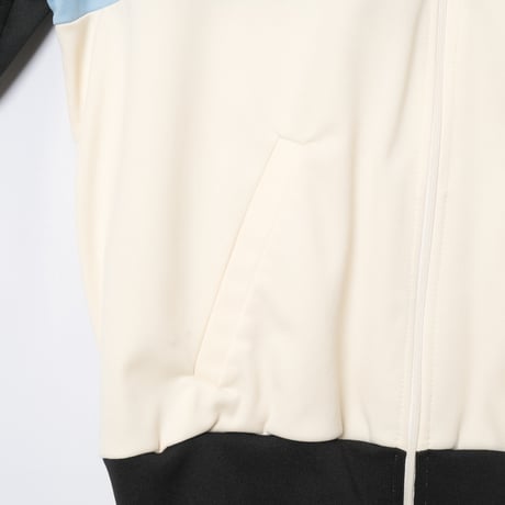 70-80s Vintage adidas Ventex Track Jacket Ivory × Black × Light Blue (Made in France)