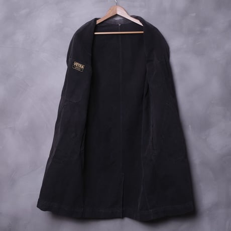 40-50s France Vintage VETRA Black Linen (Metis) Maquignon Coat