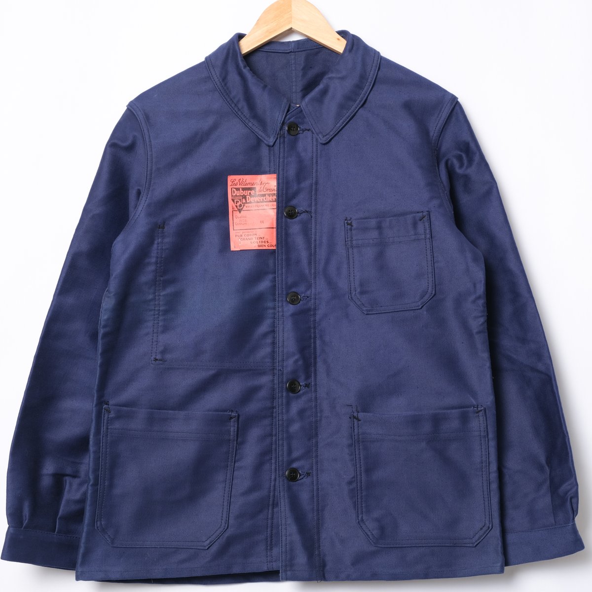 50s France Vintage Dubure & Deverchere Blue Moleskin Work Jacket Dead Stock