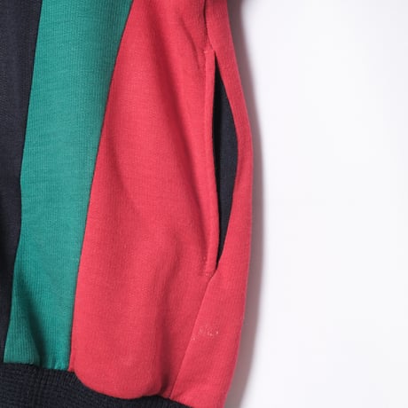 80s Vintage adidas Ventex Knit Track Jacket Navy × Red × Green（Made in France）
