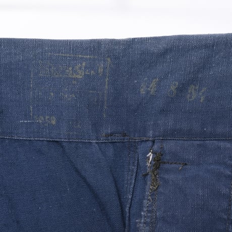 German Army LuftWaffe Blue Cotton Linen Mechanic Trousers