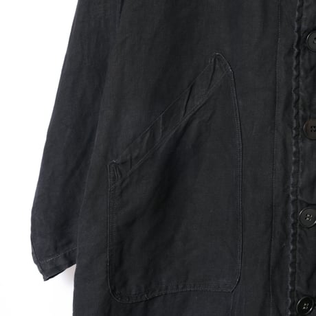 40s France Vintage Black Linen  Maquignon Coat