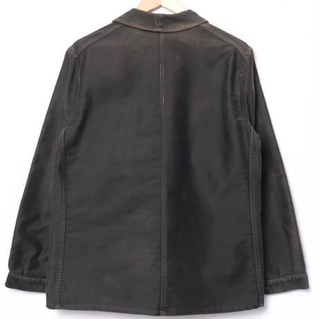 40s France Vintage Dubure & Deverchere Black Moleskin Work Jacket