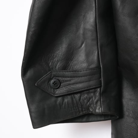 50s France Vintage L'IDEAL Leather Jacket Herringbone Wool Collar (Corbusier Jacket)