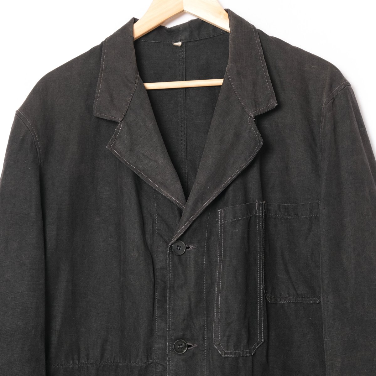 40-50s France Vintage VETRA Black Cotton Linen  