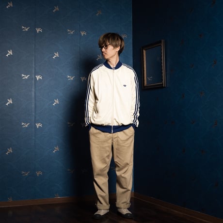 70-80s Vintage adidas ATP Ivory×Navy Track Jacket