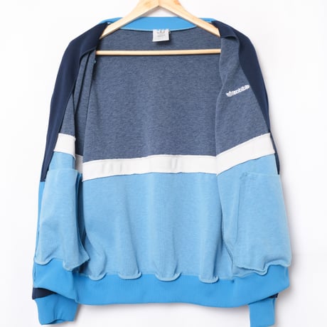 80s Vintage adidas Collarless Track Jacket Navy × Light Blue