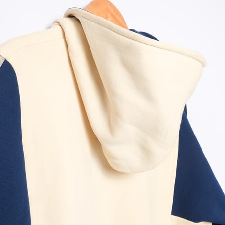 70-80s Vintage adidas Ventex Hoodie Ivory × Navy (Made in France)