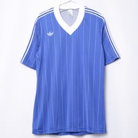 70-80s Vintage adidas Ventex Half Sleeve Game Shirt Striped Blue