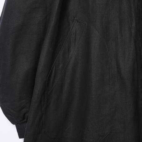 30-40s France Vintage Linbleuvil Black Linen  Maquignon Coat Dead Stock